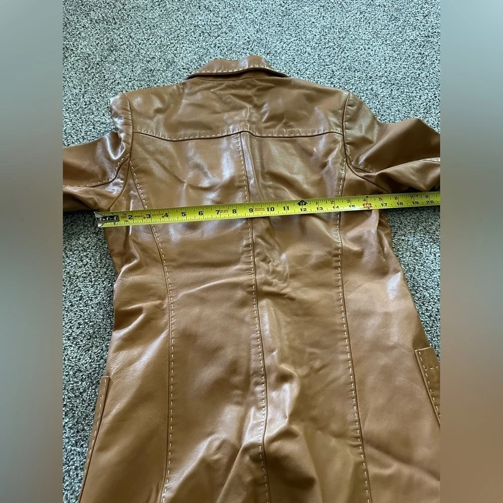 Theory Size M Medium Cognac Caramel Leather Jacket White Stitching R $995